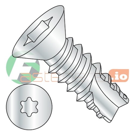 Newport Fasteners Thread Cutting Screw, #4 x 3/8 in, Zinc Plated Steel Flat Head Torx Drive, 10000 PK 151631